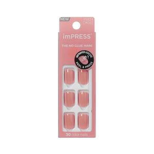 KISS imPRESS No Glue Mani Press On Nails, Color, 'Your Magic', Pink, Short Size, Squoval Shape, Includes 30 nails, 1 mini file, 1 prep pad, Instruction Sheet, manicure stick