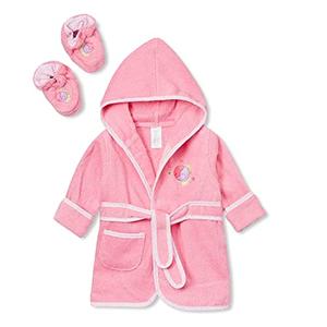 Spasilk 100% Cotton Hooded Terry Bathrobe, Pink Fish, One Size 0-9 month
