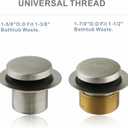 Hidrop Tub Drain Tip Toe Bathtub Drain Conversion Kit Assembly, Brushed Nickel Replacement Bath Drain Trim Kit with Single Hole Overflow Faceplate and Universal Fine/Coarse Thread Assembly