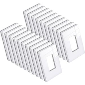 [20 Pack] BESTTEN 1 Gang Mid-Size Screwless Outlet Cover, Midway Decorative Wall Plate, USWP6 Gloss Snow White, Midsize H4.88" x W3.11", UL Listed