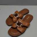UBFEN Women's Square Toe H-Strap Slide Sandals Trendy Comfortable Summer Flat Sandals for Casual, Beach, Vacation, 38