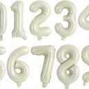 TONIFUL Balloons 16 Inch Cream White 0-9 Number Mylar Foil Balloons 10 Pcs Custom Digital Balloons for 2026 New Year Eve Birthday Party Engagement Graduations Anniversary Baby Shower