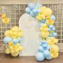 142pcs Duck Balloon Arch Garland Kit, 18/10/5 Inch Blue Yellow White Latex Balloons with Duck foil balloons for Baby Shower Party Decorations