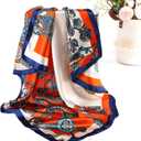 AWAYTR 35 Satin Large Square Head Scarves - 4PCS Silk Like Neck Scarf Hair Sleeping Wraps Satin Silk Scarfs for Women