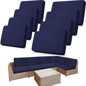 Newwiee 8 Pcs Stretch Patio Outdoor Cushion Covers Replacement,Navy Blue
4 Seat and 4 Back Covers with Waterproof Backing, Elastic Fit and Washable Fabric for Patio Sectionals Porch Sofas Chair