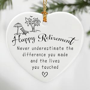 Happy Retirement Gifts | Retirement Gifts for Women, Men, Coworker, Boss, Employee, Teacher, Nurse | Thank You Gift, Appreciation Gift for Women Men | Ceramic Heart Christmas Ornament