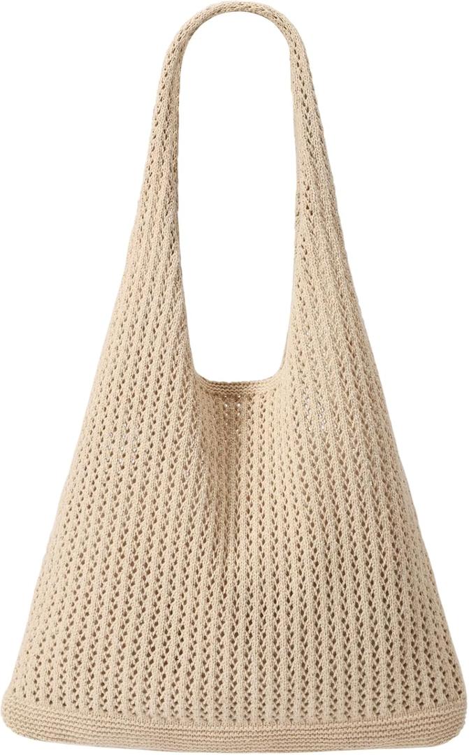 EIMMBD Crochet Bags for Women Beach Totes Bags Aesthetic Summer Tote Shoulder Hippie Bag Knit Bag (Standard Khaki)