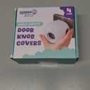 Child Safety Door Knob Cover (4 Pack) Hard-to-Remove Dual-Lock Door Handle Covers for Kids - Reusable Baby Proof Door Knob Locks - Installs Easily, No Tools Needed (White)