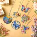 Patelai 6 Pcs Acrylic Butterfly Suncatcher Ornament Faux Stained Glass Butterfly Gifts for Women Colorful Hummingbird Cardinal Suncatcher Window Hanging Decor for Home Spring Summer Nature Lover