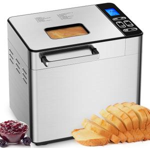EUHOMY Bread Maker Machine 13-in-1 Bread Machine, Dough Maker, Auto Nut Dispenser & Ceramic Pan, 2LB and 3 Loaf Sizes & 3 Crust Colors, 650W Bread Machine with Keep Warm Set, Whole Wheat