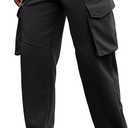 Men Cargo Pockets Joggers Athletic Sport Elastic Waist Sweatpants (Small, Black)