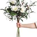 White Silk Magnolia Flowers with Olive Branches for Vases Real Touch White Flower Combo Artificial Olive Branches 30" Long Stem Artificial Flowers for Tall Vase Home Decor Indoor (White)