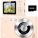 Digital Camera, Camera for Kids, UHD 4K 48MP Point and Shoot Digital Cameras with 64GB SD Card and 16X Digital Zoom Anti Shake, Compact Portable Small Gift for Boys Girls Students, Pink