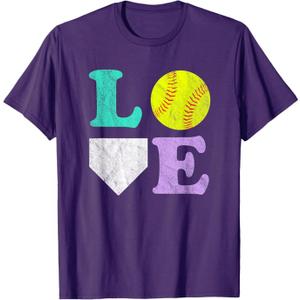 Women's or Girls I Love Softball T-Shirt 2XL