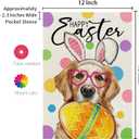 3 x CROWNED BEAUTY Easter Garden Flag Dog Bunny Ears Welcome 12x18 Inch Double Sided Small Seasonal Holiday Golden Retriever Decoration for Outdoor Lawn Yard