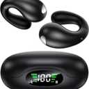 Open Ear Earbuds, Clip on Earbuds Bluetooth 6.1 Wireless Earbuds with LED Power Display 50H Playtime Bone Conduction Earbuds with Waterproof Design Open Ear Headphones for Running Workout Cycling