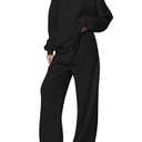 PRETTYGARDEN Womens Casual Two Piece Sets Fall 2026 Outfits Quarter Zip Sweatshirts Straight Leg Pants Sweatsuits Tracksuit (Small, Black)