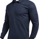 Deyeek Men's Polo Shirts Long Sleeve Golf Polo Shirts for Men Quick Dry UPF 50+ Sun Protection Polos Casual Collared Shirts (Blue, S)