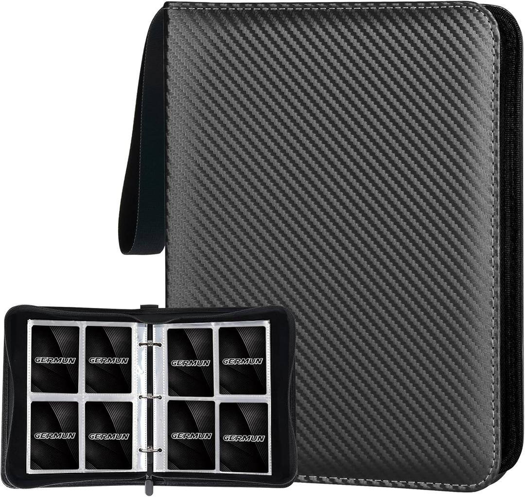 4 Pocket Trading Card Binder, Premium 400 Double Sided Pocket PU Card Collection Binder Album Folder for MTG, TCG, Sports Cards, Game Cards (Black)