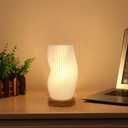 Zenply Novelty Small Table Lamp for Bedroom,Vintage Style Striped Small Night Light Lamp, Mini Bedside Lamp for Living Room Nightstand Small Space Kids Room Living Room Office Dorm (SM), Warm-SM