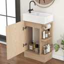 Gecheer 18.6" Bathroom Vanity with Sink, Bathroom Vanity Cabinet with Two-Tier Shelf, Left or Right Orientation, Natural Bathroom Storage Cabinet YHSN725P212181N