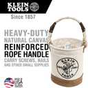 Klein Tools 5104MINI Mini Tool Bucket, All-Purpose Tool Bucket with Leather-Bottom, Nuts and Bolt Bag with Reinforced Rope Handle, Small Utility Pouch