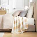 Cozy Bliss Luxury Sherpa Throw Blanket for Couch, Premium Reversible Buffalo Plaid Thick Throw, Warm Cozy Soft Blanket for Home and Gifts (Beige, 60" x 80")
