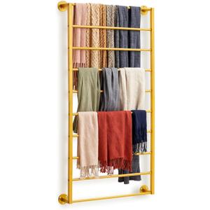 Wall Mounted Hijab Organizer, 10 Tier Metal Scarf Rack, Belt Holder Ribbon Organizer Holder Wrapping Paper Spool Storage Towel Rack for Retail Store, Home, Craft Room, Florist