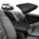Muslogy Center Console Armrest Cover Compatible with 2017 2018 2019 2020 2021 2022 Honda CR-V Comfort Armrest Pad Arm Rest Cushion Vegan Leather Protector Black Regular Thick