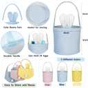 Easter Baskets for Kids, Bunny Easter Basket Set 3-Pack for Egg Hunt, Reusable Velvet Easter Basket with Bunny Ears for Easter Games, Party Gifts & Spring Decoration (Blue, Pink, Yellow)