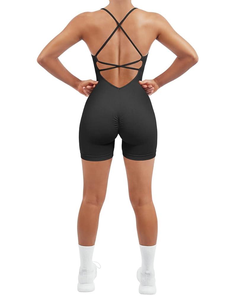 SUUKSESS Women Strappy Romper Seamless Jumpsuit Tummy Control Padded Sports Bra S
