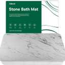 Stone Bath Mat (23.6 x 15.4 Marble), Super Absorbent Diatomaceous Earth Bath Mat, Quick Drying Non-Slip Diatomite Stone Bath Mats for Bathroom, Easy to Clean- Light Grey (1'5" x 2'3" (Square))