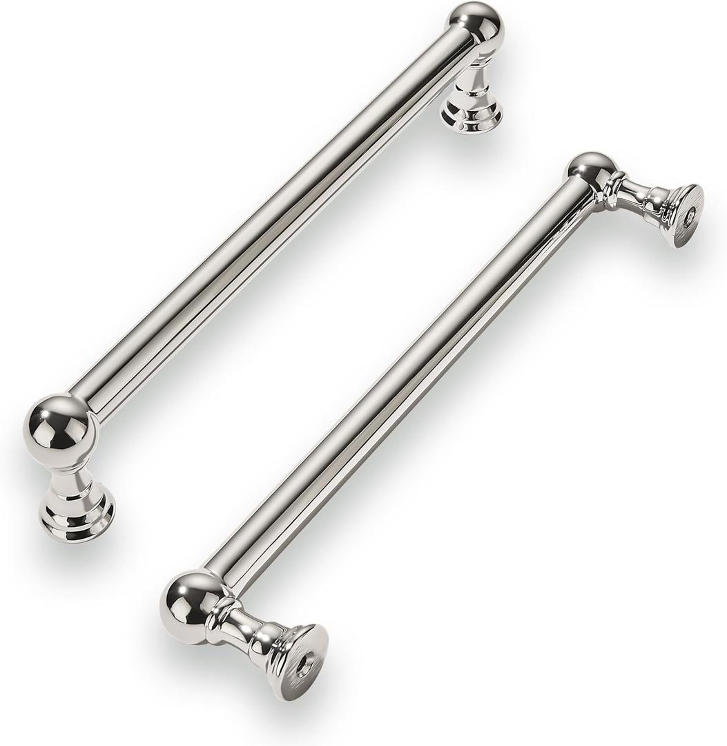khtumeware 2 Pack 6 Inch Hole Center Polished Nickel Cabinet Pulls Heavy Duty Solid Cabinet Handles cabinets Dressers Kitchens Handles Bathroom cabinets