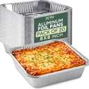 Zuvo 8x8 Aluminum Foil Pans (20 Pack) Disposable Square Baking Pans for Cooking, Roasting, Meal Prep & Freezer Storage Heavy Duty Tin Foil Trays, Oven & Air Fryer Safe [Without Lids]
