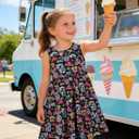 Lovekider Little Girls Casual Sleeveless Dresses Summer Swing Twirly Sundress Kids 3D Cute Sun Dress 4-8T (Black)