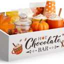 Amyhill Fall Hot Cocoa Bar Wood Station Tray Holder 12 x 6.7 x 3.9 Inches Thanksgiving Hot Cocoa Decorative Storage Open Holder Box Chocolate Organizer Bins for Holiday Supplies(Classic Style,White)