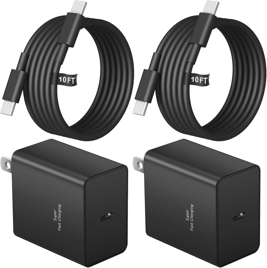 USB C Charger Type C Charger Fast Charging 10FT 45W Samsung Chargers 2-Pack with iPhone Air/17/17 Plus/17 Pro/17 Pro Max/16/16 Plus/16 Pro/16 Pro Max/15/15 Pro Max/iPad Pros/Galaxy S25 S24,Android