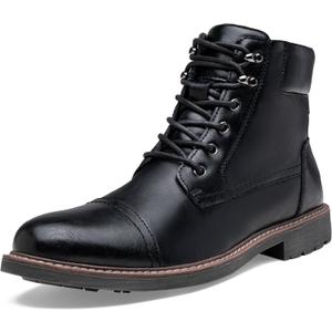 Jousen Mens Boots Leahter Retro Dress Boot Cap Toe Casual Motorcycle (AMY8407 Black 10)