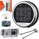 Safe Lock Replacement Electronic Safe Lock with Solenoid Lock & 2 Override Keys, Chrome Keypad High Security Fireproof Safe Box and More