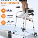 Walkers for Seniors with Seat,Front Wheel Walker Lightweight Quick Folding | Aluminum Rolling Walker with seat,Height Adjustable Standard Walker, 5"Wheels, Supports 350lbs,Compact Travel Walker (Silver)