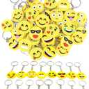 64 Pack Mini Emoticon Keychain Plush(16 expressions), Cute Keychain, Party Favors for Kids, Keychains, Valentine's Day Gifts/ Birthday Party Supplies, Emoticon Gifts Toys Carnival Prizes.