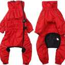 Small Dog Raincoat, Waterproof Dogs Rain Jacket, Puppy Side Zipper Reflective Strip Leash Holes Elastic Raincoats, Small