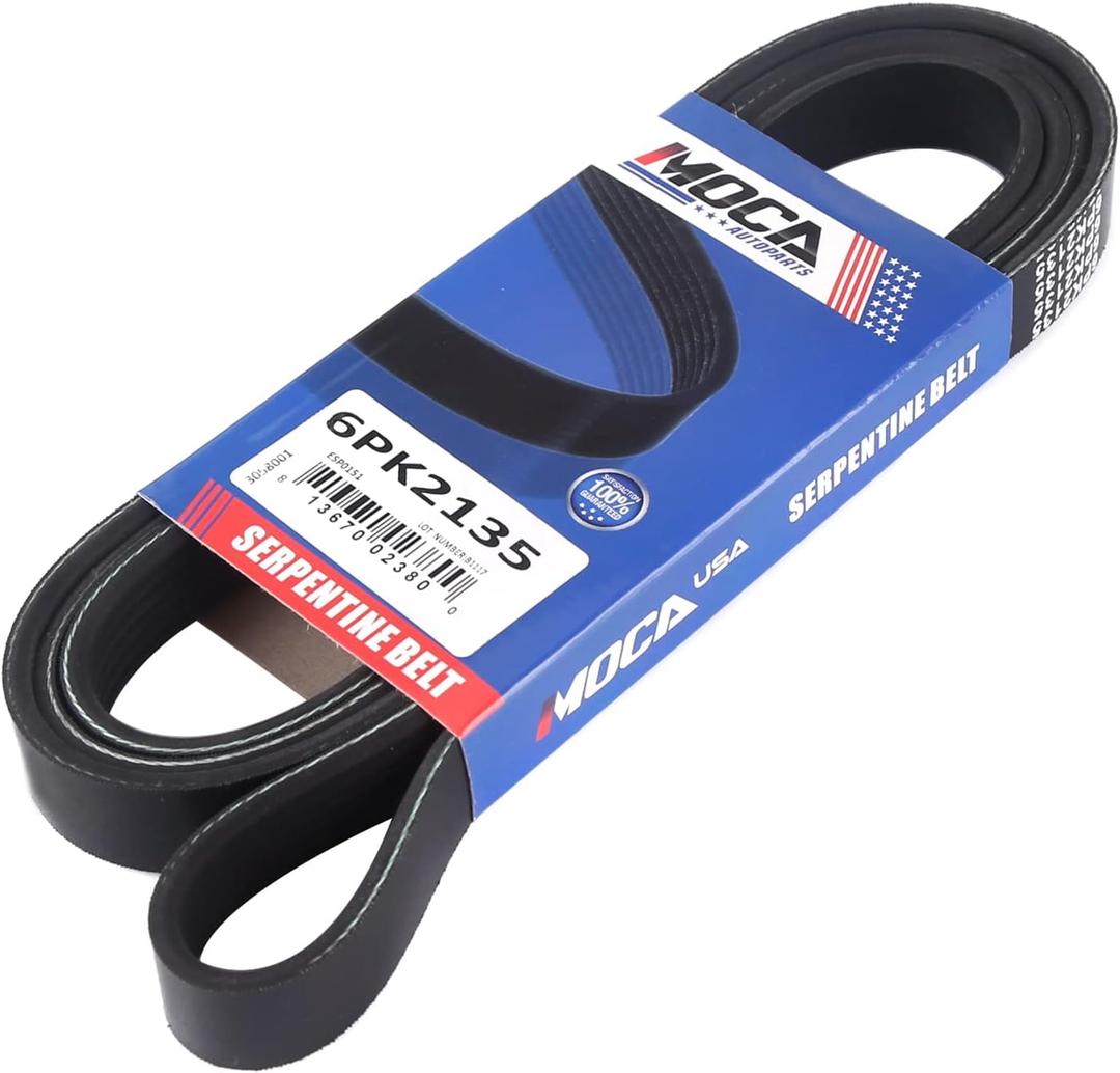 6PK2135 Serpentine Belt fit 05-07 for Ford Five Hundred 3L, 05-17 for Honda Odyssey 3.5L, 07-13 for Acura MDX 3.7L, 06-10 for Chrysler 300 2.7L, 06-10 for Dodge Charger 2.7L
