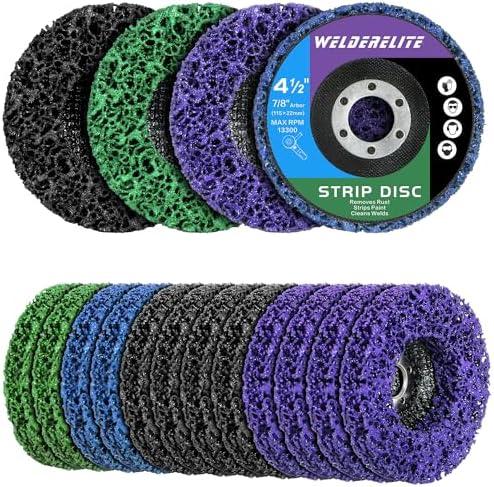 WelderElite 11-Pack Paint Stripper Discs for Angle Grinder, 4-1/2" x 7/8" - Multi-Surface Rust, Paint, and Oxide Removal Wheels for Metal and Wood