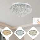 Modern 3-Tier Round Crystal Ceiling Light Fixture, 17.7 Inch Flush Mount Chandelier with 3 Color Temperatures (Warm/Neutral/White) Crystal Ceiling Lamp for Bedroom, Living Room, Hallway, Non-Dimmable (TX-Multi Color)
