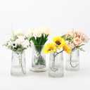 Clear Glass Vases Set of 4, Small Vases for Flowers, Flower Vase for Bouquet, Modern Ribbed Glass Vase for Living Room, Bedroom, Dining Table, Office, Wedding, Centerpieces