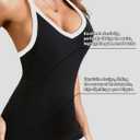 Women's Racerback Workout Tank Top -Color Block - Slim Fit V-Neck Ribbed Sleeveless Camisole for Yoga & Gym (Black, S)
