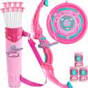 JOYIN Pink Bow and Arrow Set for Girls, LED Light Up Archery Toy Set with 9 Suction Cup Arrows, Target & Arrow Case, Christmas Indoor Outdoor Activity Toy for Kids Girls Ages 312