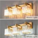 Modern Bathroom Vanity Light 3-Lights Gold Crystal Bathroom Wall Light Vanity Light Fixtures 20.47-inch Modern Minimalist Design