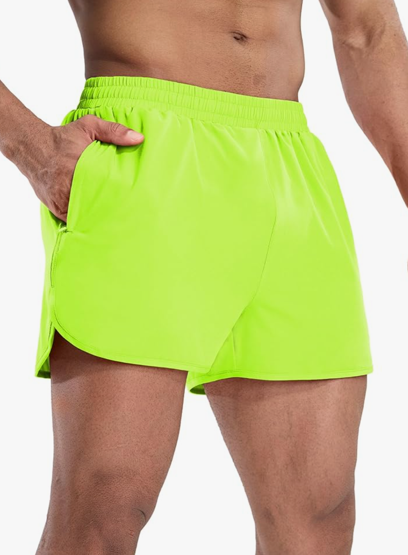 MIER Men’s Athletic Running Shorts with Brief Liner 3 Inch Quick Dry Lined Shorts with Zipper Pockets for Gym Workout, L